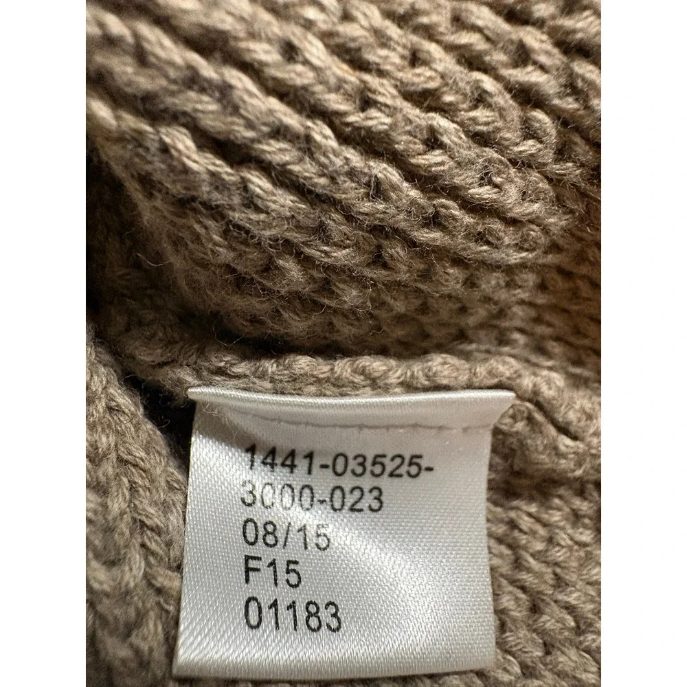 Jos. A. Bank Cardigan Large Beige Shawl Collar Waffle Knit Elbow Patches Cotton